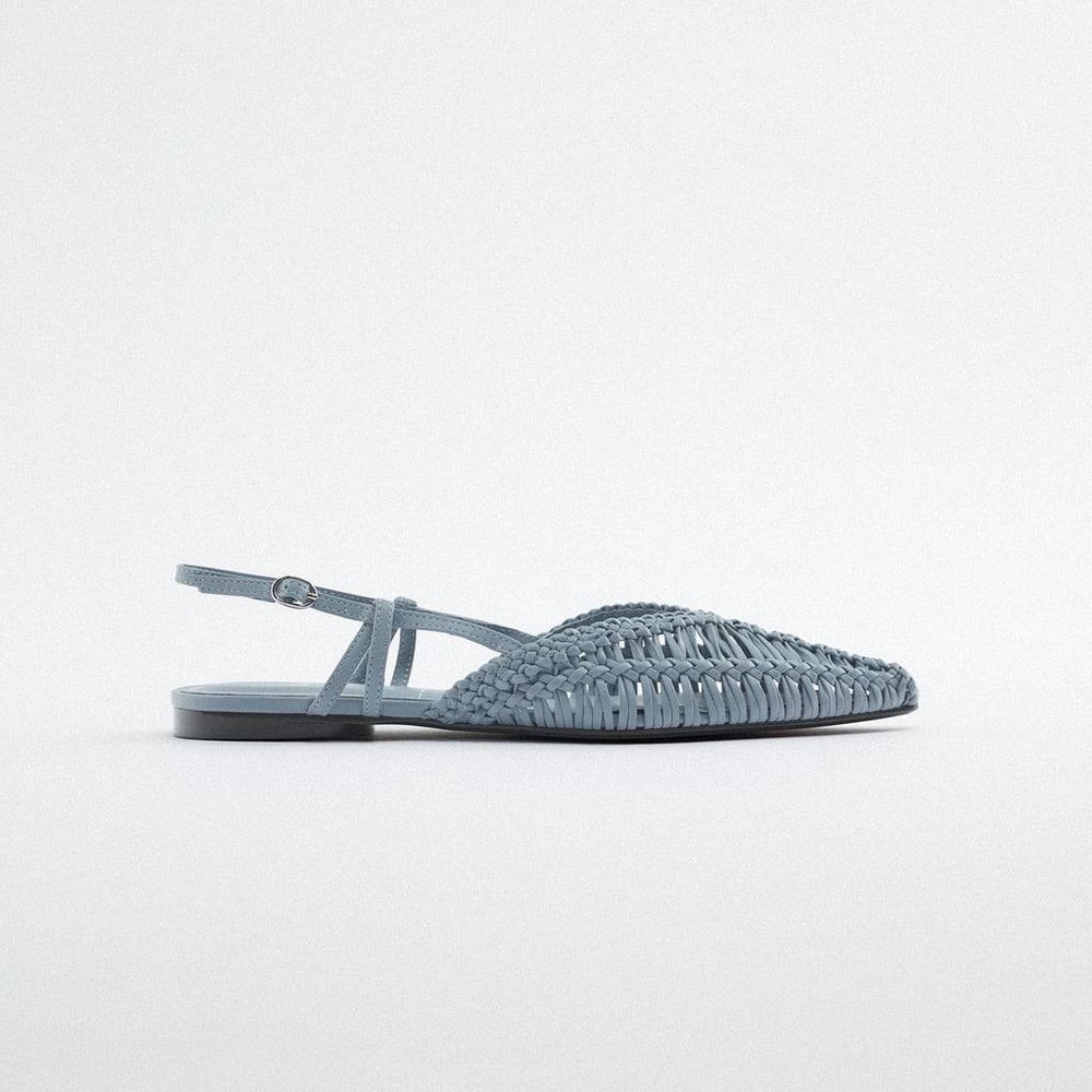 Zara woven slingback flats blue NWT - Picture 4 of 8